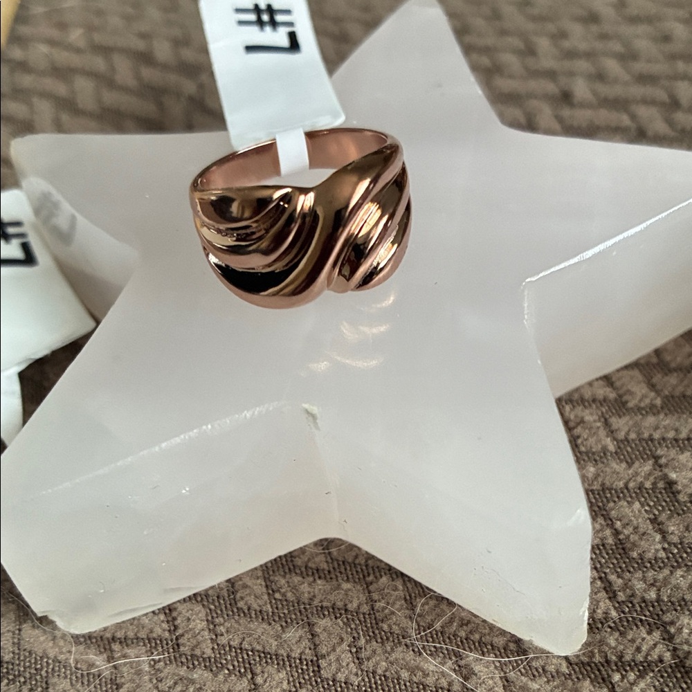 Rose Gold(Ion Plating) Brass Ring with No Stone